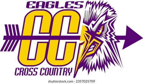 diseño de equipo de eagles cross country con media mascota para la escuela, universidad o liga