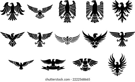 Eagles emblems set with on transprent background