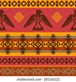 Eagles ethnic style seamless pattern on tribal native american style svg