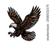 Eagles are flying to hunt prey.Vector illustration isolated on white.