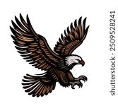 Eagles are flying to hunt prey.Vector illustration isolated on white.