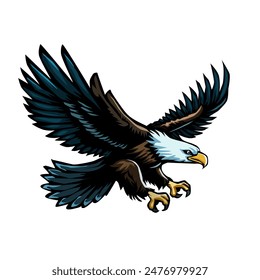 Eagles are flying to hunt prey.Vector illustration isolated on white.