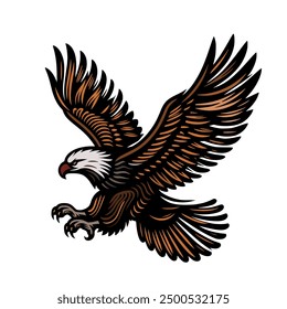 Eagles are flying to hunt prey.Vector illustration isolated on white.