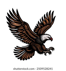 Eagles are flying to hunt prey.Vector illustration isolated on white.