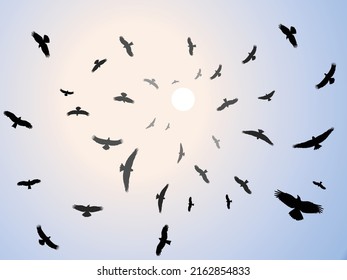 Eagles flying in sky war scene