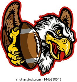 eagles football mascot holding ball in claw for school, college or league