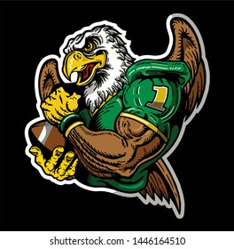 Eagles Football Player Mascot Holding Ball For School, College Or League