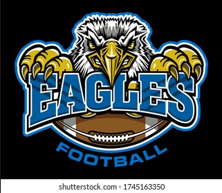 Eagles Football Team Design With Mascot And Half Ball For School, College Or League