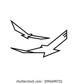 Águilas, halcones, conjunto de iconos Falcons. Iconos de línea con temática animal. Estilo minimalista en el vector monolino. Resumen de la plantilla de vectores con el logotipo de Silhouette Falcon Eagle.	