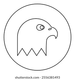 Eagle's head bald of prey icon in circle round black color vector illustration image outline contour line thin style