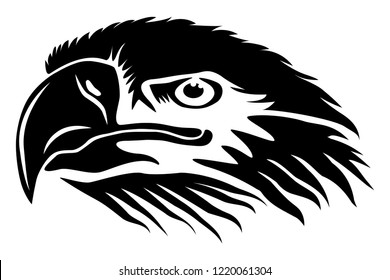 Eagles head isolated on white background. Template. Die cut. Perfect for stamps or wall design. Tattoo art. Emblem.
