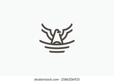 eagle's nest logo in line style with an eagle perched on top of the nest