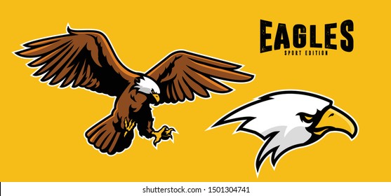eagles set icon on vector art