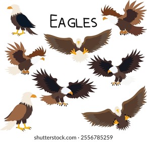 eagles set pattern Vector illustration. Good for banner, poster, greeting card, party card, invitation, template, advertising, campaign, and social media.