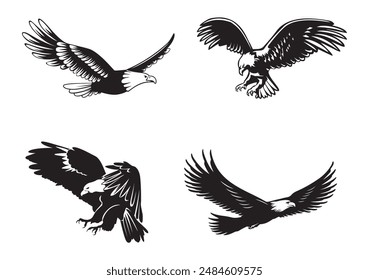 Eagles Silhouette, vector art, graphics