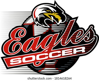 eagles soccer team design with ball and mascot for school, college or league