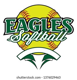 Eagles Softball Design With Banner and Ball  