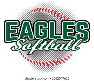 Eagles Softball Design is a team design template that includes a softball graphic and overlaying text. Great for advertising and promotion for teams or schools.