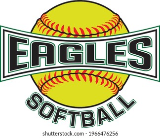 Eagles Softball sports design graphic that includes a softball and text which is perfect for your school or team. Great for Eagles t-shirts, mugs and other products.