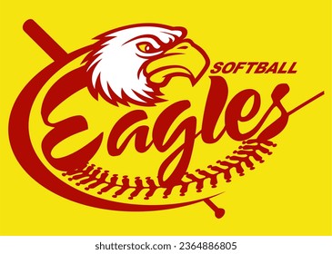 eagles softball team design with mascot for school, college or league sports