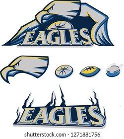 eagles sports mascot logo team set