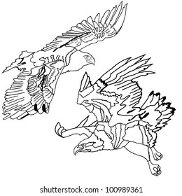 Eagles symbols and tattoo, vector illustration.