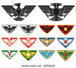 Eagles symbols. Vector illustration with variation of colors.