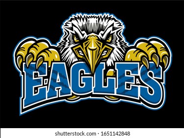 eagles team sports design with mean mascot and claws for school, college or league