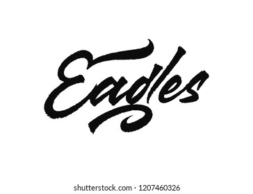 Eagles vector text. Sign with paint brush texture. Freehand typography design