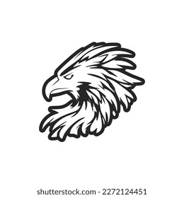 An eagle-shaped logo with black and white colors.