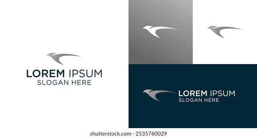 eagle-shaped silhouette logo with silver color