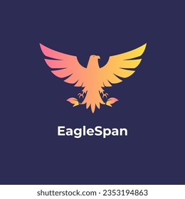 EagleSpan - Eagle, falcon, hawk spanning wings company logo illustration template