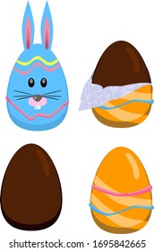Eagter eggs, bunny egg and chocolate egg Vectors