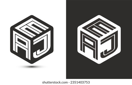 EAJ letter logo design with illustrator cube logo, vector logo modern alphabet font overlap style. Premium Business logo icon. White color on black background