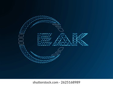 EAK baixo design de vetor de logotipo de letra poli. EAK design de logotipo poli inferior. Logotipo poli baixo.