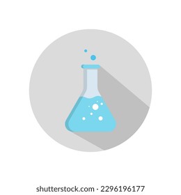 eaker Vector illustartion. Flasks icon. Erlenmeyer flask chemistry beaker with chemical. Lab flasks vector. Chemical reaction concept