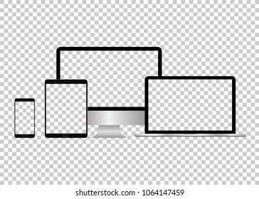 ealistic vector laptop, tablet computer, monitor and mobile phone template