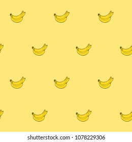 eamless pattern with banana on yellow background.