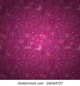 eamless texture with flowers and birds. Endless floral pattern.Seamless pattern can be used for wallpaper, pattern fills,  page background,surface textures. Gorgeous seamless floral background, eps10