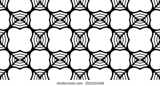eamless vector pattern in geometric ornamental style. Black and white pattern.