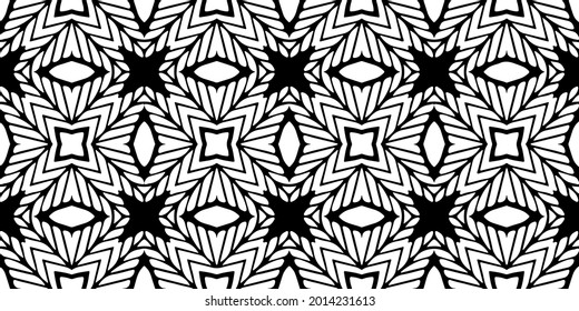 eamless vector pattern in geometric ornamental style. Black and white pattern.