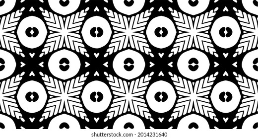 eamless vector pattern in geometric ornamental style. Black and white pattern.