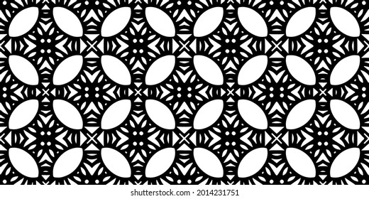 eamless vector pattern in geometric ornamental style. Black and white pattern.