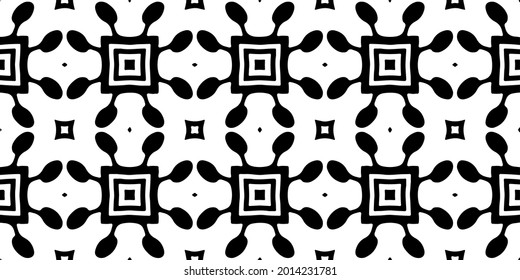 eamless vector pattern in geometric ornamental style. Black and white pattern.