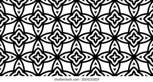 eamless vector pattern in geometric ornamental style. Black and white pattern.