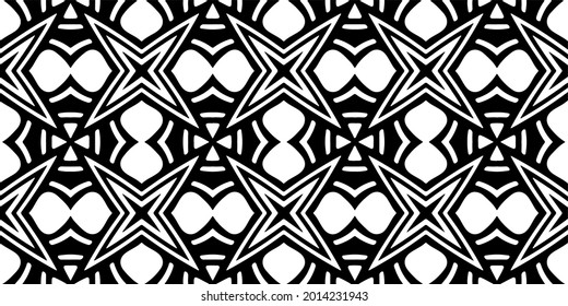 eamless vector pattern in geometric ornamental style. Black and white pattern.