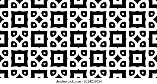eamless vector pattern in geometric ornamental style. Black and white pattern.