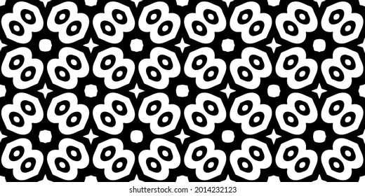 eamless vector pattern in geometric ornamental style. Black and white pattern.