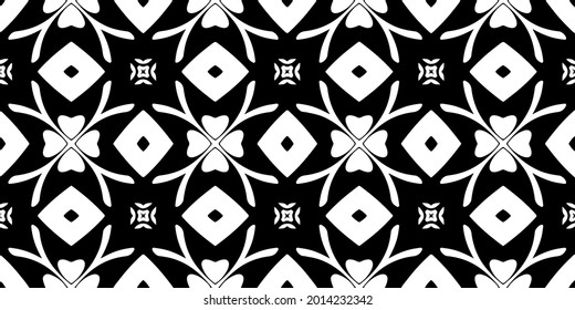 eamless vector pattern in geometric ornamental style. Black and white pattern.