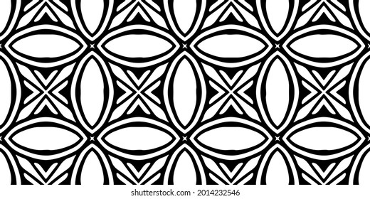eamless vector pattern in geometric ornamental style. Black and white pattern.